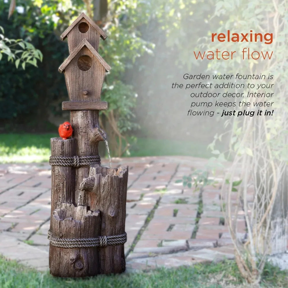 Waterfall Fountain and Birdhouse - Treva's Designs