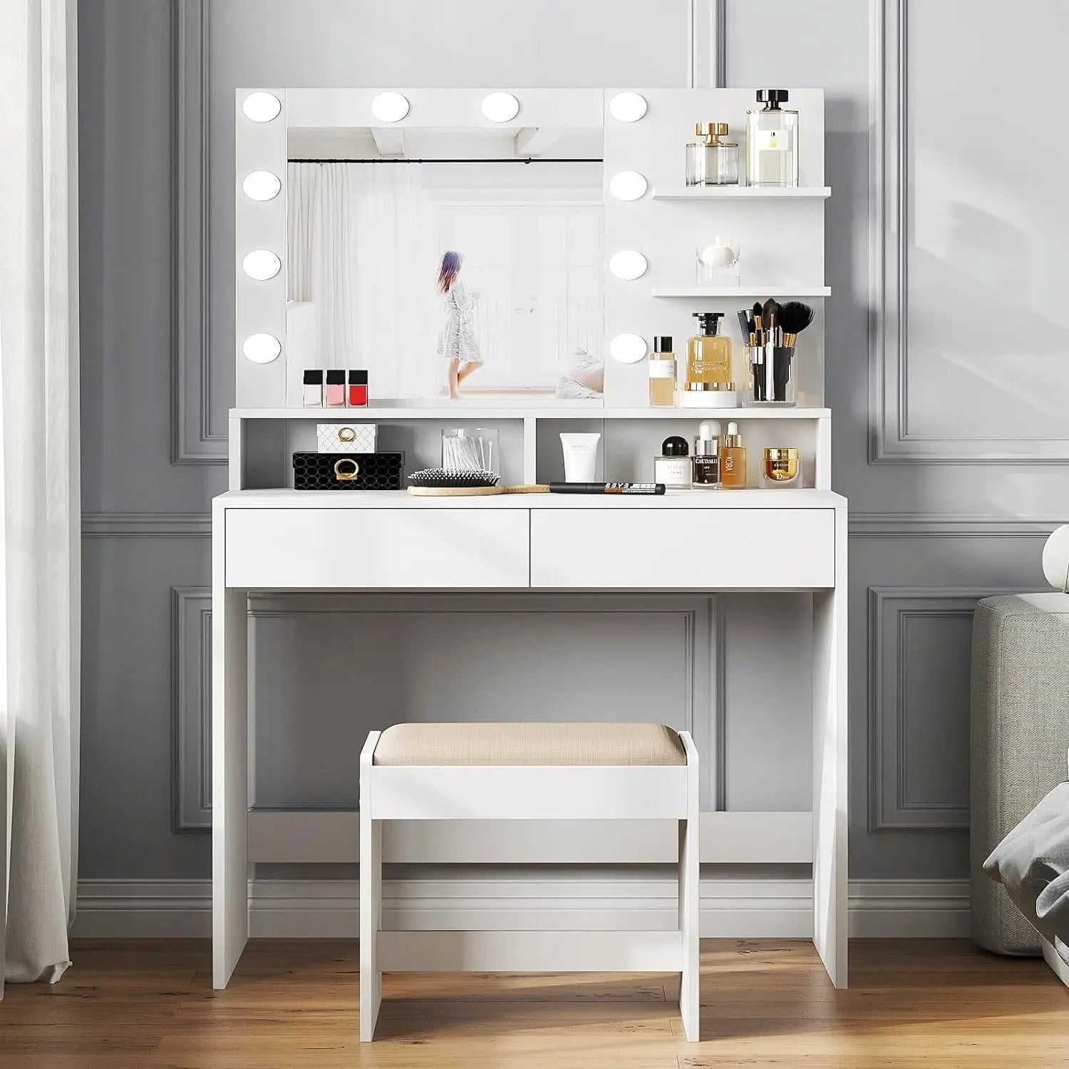 , Makeup Vanity Desk with Drawers - Treva's Designs